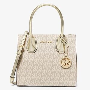 Michael Kors Beige and Gold Satchel